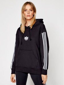 Adidas Bluza adicolor 3D Trefoil GN2931 Czarny Oversize. Czarne bluzy ADIDAS, bez wzorów, z bawełny, bez kaptura. Za 269,99 zł.