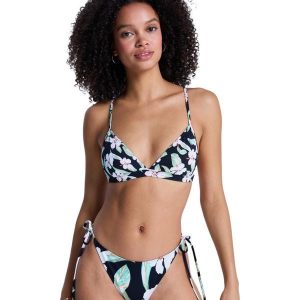 Trójkątny stanik bikini dla Kobiety PRINTED ESSENTIALS Czarny. Czarne bikini Roxy, bez wzorów, z elastanu. Za 129,99 zł.