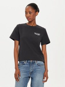 Wrangler T-Shirt Graphic 112356429 Czarny Regular Fit. Czarne t-shirty Wrangler, xs, bez wzorów, z bawełny, bez kołnierzyka, bez ramiączek. Za 69,99 zł.