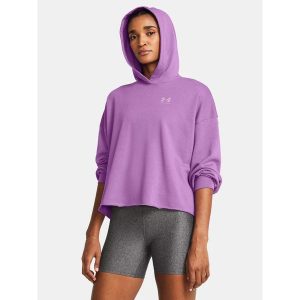 Bluza fitness damska UNDER ARMOUR Rival Terry Oversized Hoodie z kapturem. Czarne bluzy Under Armour, s, bez wzorów, z kapturem. Za 127,03 zł.