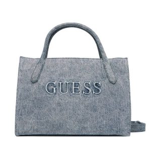Torebka Guess. Niebieskie kuferki Guess, z aplikacjami, bez dodatków. Za 679,99 zł.
