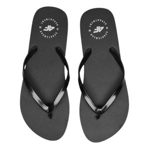 Japonki damskie 4F 4FWSS24FFLIF165. Czarne klapki 4f, bez wzorów, z gumy, bez obcasa. Za 44,99 zł.