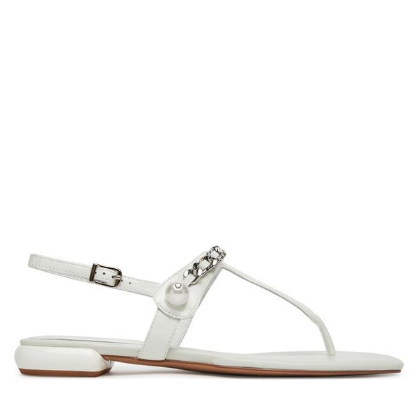 Sandały Badura. Białe sandały Badura, bez wzorów, bez obcasa, na płaskiej podeszwie, bez zapięcia. Za 349,99 zł.