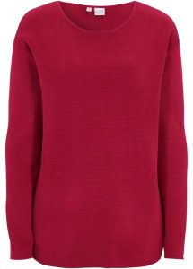 Sweter z dzianiny Milano w prążek, z okrągłym dekoltem. Czarne swetry klasyczne bonprix, z dzianiny, bez kołnierzyka. Za 149,99 zł.
