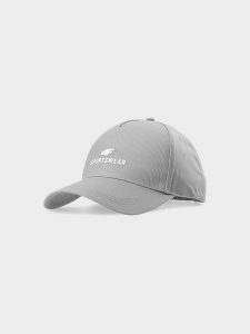 4F Czapka z daszkiem strapback uniseks - szara L/XL. Szare czapki 4f, bez wzorów, z bawełny, klasyczne. W wyprzedaży za 39,99 zł.