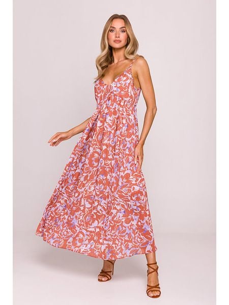 Made of emotion Sukienka w kolorze pomarańczowo-fioletowym rozmiar: S/M. Pomarańczowe sukienki Made Of Emotion, m, bez wzorów, bez kołnierzyka, bez ramiączek, maxi. Za 191,88 zł.