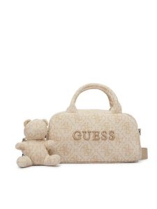 Guess Torebka V6YZ05 K4470 Beżowy jasny. Brązowe kuferki Guess, z aplikacjami, z materiału, bez dodatków. Za 344,99 zł.