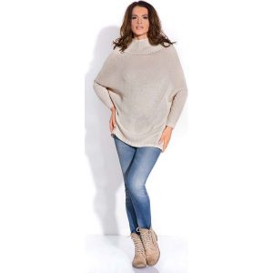 Beżowy Sweter z Niskim Golfem. Golfy marki Molly.pl. W wyprzedaży za 54,95 zł.