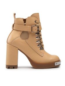 Rage Age Trzewiki RA-16-06-000406 Beżowy. Brązowe botki Rage Age, bez wzorów, ze skóry, bez obcasa, na słupku, bez zapięcia. Za 489,99 zł.