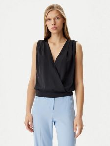 Rinascimento Bluzka CFC0122616003 Czarny Regular Fit. Czarne bluzki Rinascimento, s, bez wzorów, z syntetyku, bez kołnierzyka, bez ramiączek. Za 129,99 zł.