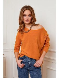 Joséfine Sweter "Jisele" w kolorze pomarańczowym rozmiar: S. Pomarańczowe swetry oversize Joséfine, s, bez wzorów, bez ramiączek. Za 109,78 zł.