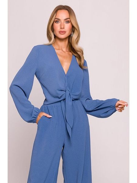 Made of emotion Bluzka w kolorze niebieskim rozmiar: M. Niebieskie bluzki Made Of Emotion, m, bez wzorów, bez kołnierzyka, bez ramiączek. Za 198,56 zł.