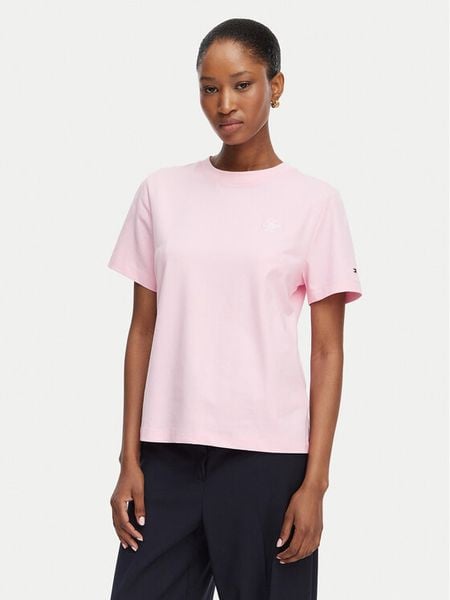 Tommy Hilfiger T-Shirt Th Script WW0WW49941 Różowy jasny Regular Fit. Czerwone t-shirty TOMMY HILFIGER, xl, bez wzorów, z bawełny, bez kołnierzyka, bez ramiączek. Za 169,99 zł.