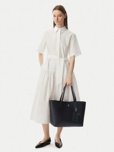 Tommy Hilfiger Torebka Th Icon Tote AW0AW18724 Czarny. Czarne shopper bag TOMMY HILFIGER, bez wzorów, ze skóry, bez dodatków. Za 649,99 zł.