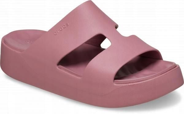 Klapki Dla Dorosłych Crocs Getaway Platform H-strap. Czerwone klapki Crocs, bez wzorów, z materiału, bez obcasa. Za 139,99 zł.