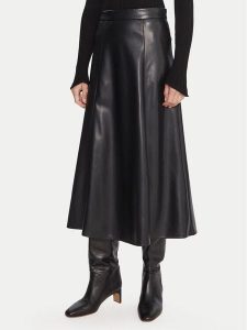 Marella Spódnica z imitacji skóry Vally 2525776022 Czarny Regular Fit. Czarne spódnice Marella, bez wzorów, ze skóry. Za 449,99 zł.