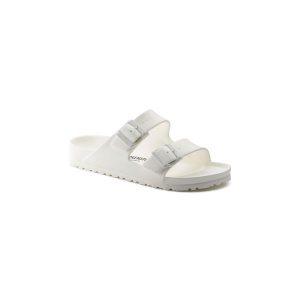 Klapki damskie Birkenstock Arizona Eva. Białe klapki Birkenstock, bez wzorów, z materiału, bez obcasa. Za 209,00 zł.