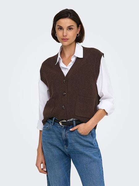 JDY Bezrękawnik w kolorze brązowym rozmiar: S. Brązowe swetry oversize JDY, s, bez wzorów, bez ramiączek. Za 99,95 zł.