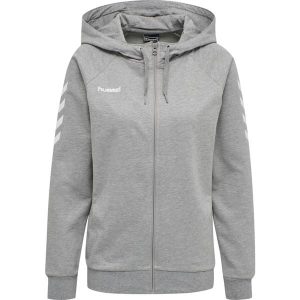 HUMMEL bluza damska bawełniana rozpinana z kapturem HMLGO COTTON ZIP. Szare bluzy Hummel, xl, bez wzorów, z bawełny, z kapturem. Za 98,00 zł.