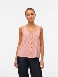 Vero Moda Top w kolorze czerwono-białym rozmiar: XL. Białe topy Vero Moda, s, bez wzorów, z wiskozy, klasyczne, bez kołnierzyka, bez ramiączek. Za 61,46 zł.