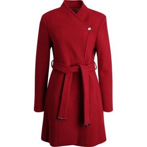 Carolina Cavour Płaszcz zimowy dark ruby. Czerwone płaszcze marki Carolina Cavour, na zimę, z materiału. W wyprzedaży za 461,45 zł.