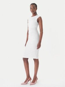 Rinascimento Sukienka koktajlowa CFC0127683003 Biały Slim Fit. Białe kombinezony Rinascimento, xs, bez wzorów, z syntetyku, wizytowe, bez kołnierzyka, bez ramiączek. Za 449,99 zł.