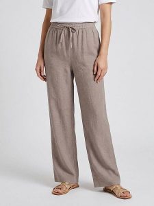 MOSS COPENHAGEN Spodnie "Viana" w kolorze szarobrązowym rozmiar: XS. Brązowe spodnie z wysokim stanem Moss Copenhagen, bez wzorów, z materiału, z podwyższonym stanem. Za 174,95 zł.