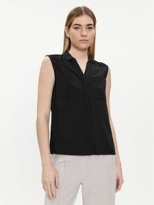 Calvin Klein Koszula K20K207031 Czarny Regular Fit. Czarne koszule Calvin Klein, bez wzorów, z syntetyku, bez kołnierzyka, bez ramiączek. Za 179,99 zł.