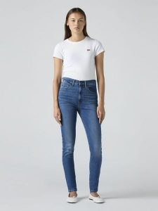 Levi's Dżinsy - Skinny fit - w kolorze niebieskim rozmiar: W26/L30. Niebieskie jeansy Levi's®, z aplikacjami, ze skóry, z podwyższonym stanem. Za 186,19 zł.