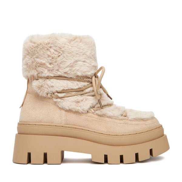 Śniegowce DeeZee. Brązowe buty zimowe DeeZee, bez obcasa, bez zapięcia. Za 229,99 zł.