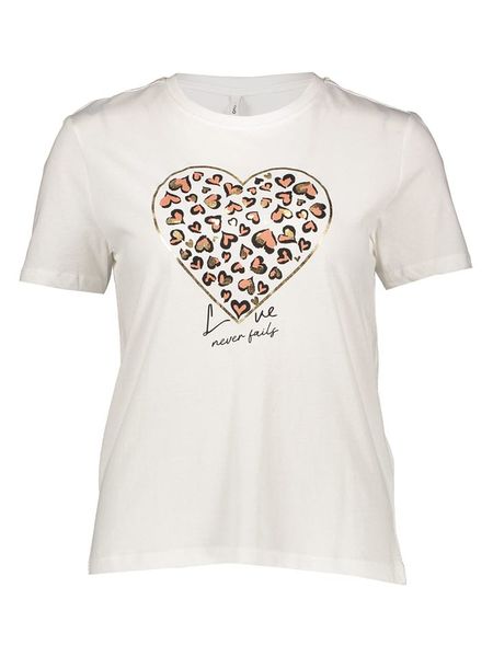 ONLY Koszulka w kolorze białym rozmiar: L. Białe bluzki ONLY, l, bez wzorów, z bawełny, bez kołnierzyka, bez ramiączek. Za 61,02 zł.