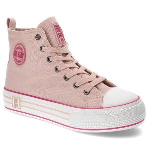 Różowe Trampki Big Star Damskie Stylowe Buty. Czerwone trampki Big Star, bez wzorów, z materiału, bez zapięcia. Za 149,00 zł.