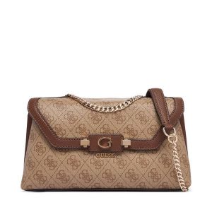Torebka Guess. Brązowe listonoszki Guess, z aplikacjami, bez dodatków. Za 525,99 zł.