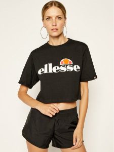 Ellesse T-Shirt Alberta Crop SGS04484 Czarny Regular Fit. Czarne t-shirty Ellesse, bez wzorów, z bawełny, bez kołnierzyka, bez ramiączek. Za 109,99 zł.