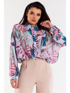 Awama Koszula w kolorze różowym ze wzorem rozmiar: onesize. Różowe koszule Awama, bez wzorów, bez kołnierzyka, bez ramiączek. Za 127,35 zł.