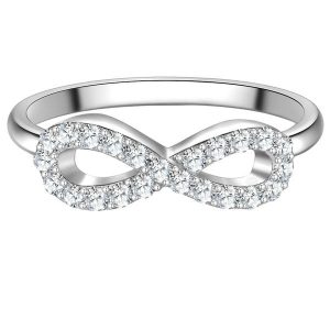 Trilani Pierscionek Infinity z Srebra Sterling w srebrze z Cyrkonia Pierścionki 1 ct Damski. Białe pierścionki Trilani, z cyrkonią, srebrne. Za 199,99 zł.