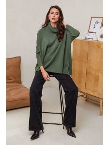 Soft Cashmere Golf w kolorze khaki rozmiar: 38/40. Brązowe swetry oversize Soft Cashmere, bez wzorów, z kaszmiru, bez ramiączek. Za 104,99 zł.