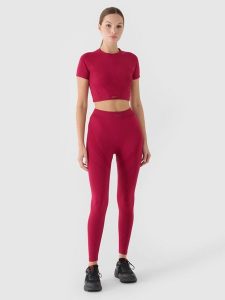 4F Legginsy treningowe z wysokim stanem damskie - czerwone XS/S. Czerwone legginsy 4f, bez wzorów, z dzianiny, z podwyższonym stanem, długie. Za 69,99 zł.