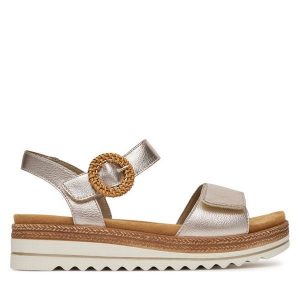 Sandały Remonte. Żółte sandały Remonte, bez wzorów, bez obcasa, na płaskiej podeszwie, bez zapięcia. Za 379,99 zł.