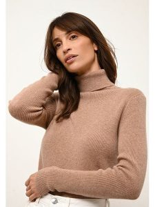 Just Cashmere Kaszmirowy golf "Lanais" w kolorze jasnobrązowym rozmiar: XL. Brązowe golfy Just Cashmere, bez wzorów, z kaszmiru. Za 428,71 zł.
