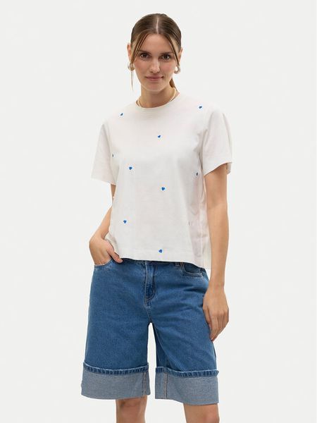 Vero Moda T-Shirt Solvei 10325318 Biały Regular Fit. Białe t-shirty Vero Moda, m, bez wzorów, z bawełny, bez kołnierzyka, bez ramiączek. Za 39,99 zł.