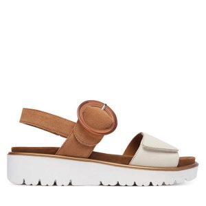 Sandały Ara. Brązowe sandały Ara, bez wzorów, bez obcasa, na koturnie, bez zapięcia. Za 429,99 zł.