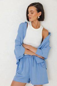 SPODENKI MEL NIEBIESKIE S - Flawless. Niebieskie szorty Flawless, bez wzorów, z gumy, eleganckie. Za 249,00 zł.