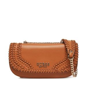 Torebka Guess. Brązowe torebki wieczorowe Guess, z aplikacjami, bez dodatków. Za 449,99 zł.
