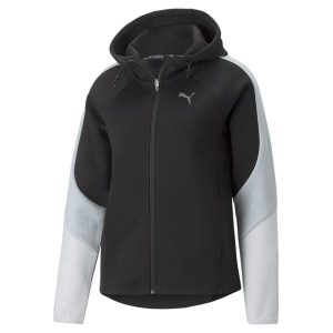 Sweatshirt damska bluza z kapturem z pełnym zamkiem Puma Evostripe. Czarne bluzy Puma, s, bez wzorów, z kapturem. W wyprzedaży za 229,65 zł.