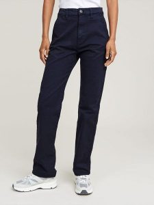 G-Star Spodnie chino w kolorze granatowym rozmiar: W25/L32. Niebieskie chinosy G-Star, bez wzorów, z podwyższonym stanem. Za 157,35 zł.