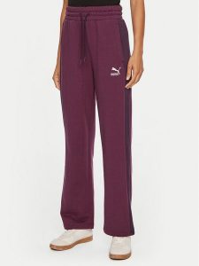 Puma Spodnie dresowe T7 High Waist Track 626798 44 Bordowy Regular Fit. Czerwone spodnie dresowe Puma, m, bez wzorów, z bawełny. Za 239,99 zł.