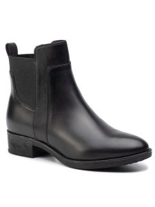 Geox Botki D Felicity G D94G1G 00043 C9999 Czarny. Czarne botki Geox, bez wzorów, ze skóry, bez obcasa, na płaskiej podeszwie, bez zapięcia. Za 469,99 zł.
