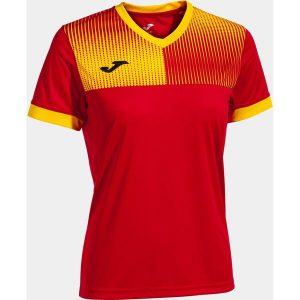 Koszulka damska Joma Eco Supernova czerwona-żółta, S. Czerwone bluzki JOMA, s, bez wzorów, z poliesteru, sportowe, bez kołnierzyka, bez ramiączek. Za 176,99 zł.
