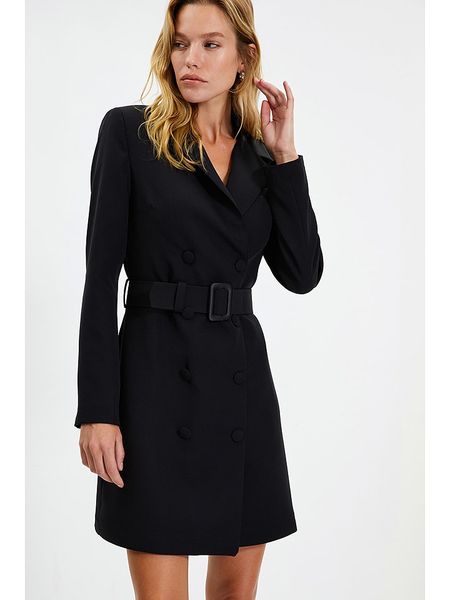 Trendyol Sukienka w kolorze czarnym rozmiar: 36. Czarne sukienki Trendyol, bez wzorów, z tkaniny, bez kołnierzyka, bez ramiączek, mini. Za 74,46 zł.